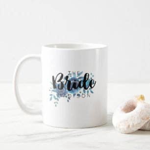 Something Blue Watercolor Rose Wedding Bride Coffee Mug