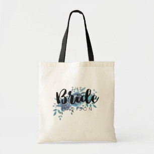 Something Blue Watercolor Rose Wedding Bride Tote Bag