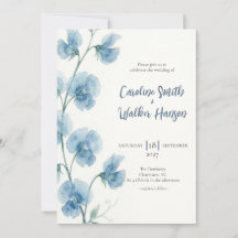 Something Blue Watercolor Sweet Pea Wedding Invite