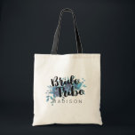 Something Blue Watercolor Wedding Bride Tribe Tote Bag<br><div class="desc">Something Blue Watercolor Floral Wedding Personalized Bride Tribe Tote Bag with pretty rose and peony flowers and fun modern Brush Font. Check my shop to see the entire wedding suite for this design!</div>