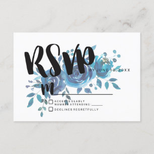 Something Blue Watercolor Wedding RSVP Response