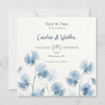 Something Blue Watercolor Wedding Save the Date