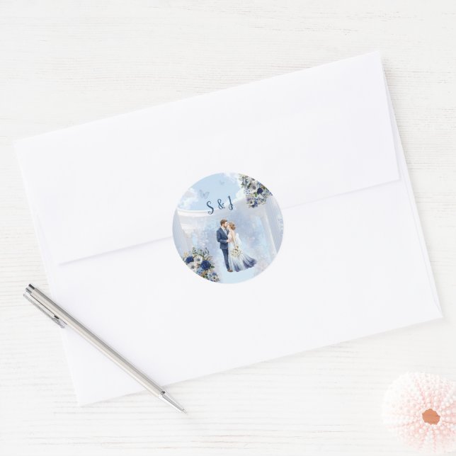Something Blue Wedding Favor Sticker (Envelope)