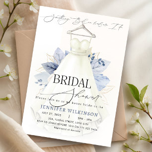 Something Blue Wedding Gown Dress Bridal Shower Invitation