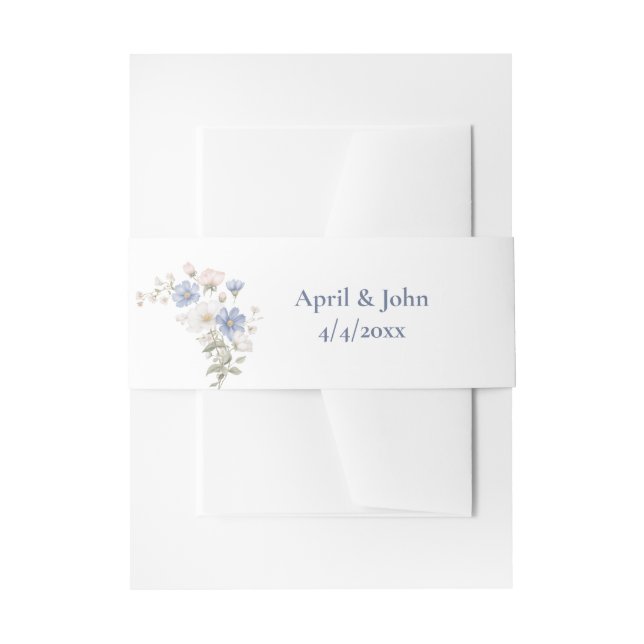 Something Blue Wedding Invitation Belly Band (Front Example)