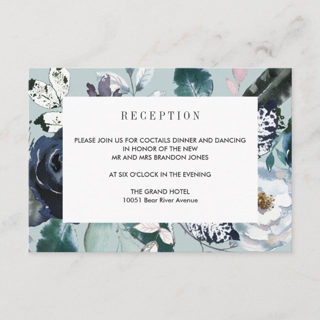 Something Blue  WEDDING  Reception Details Enclosure Card (Front)