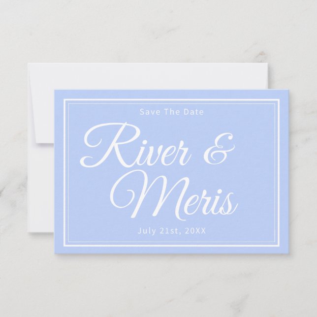 Something Blue Wedding Save The Date Card (Front)