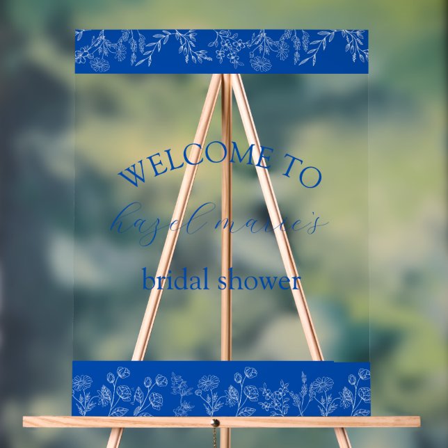 Something Blue Welcome to Bridal Shower  Acrylic Sign (Neutral)