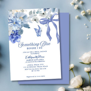Something Blue White Floral Bow Bridal Shower Invitation