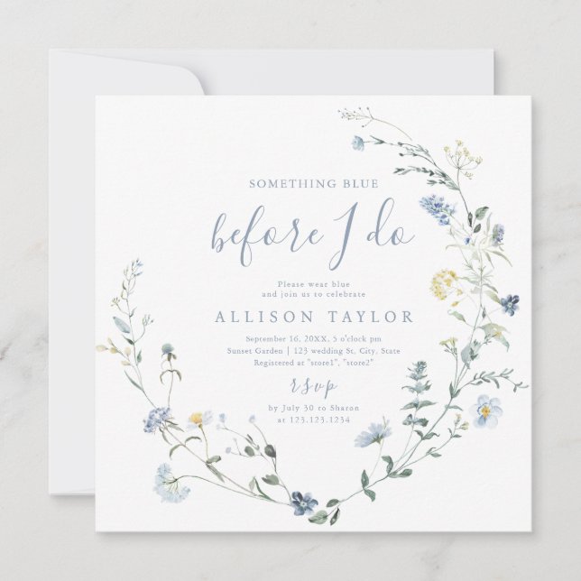 Something Blue Wildflower Boho Bridal Shower  Invitation (Front)