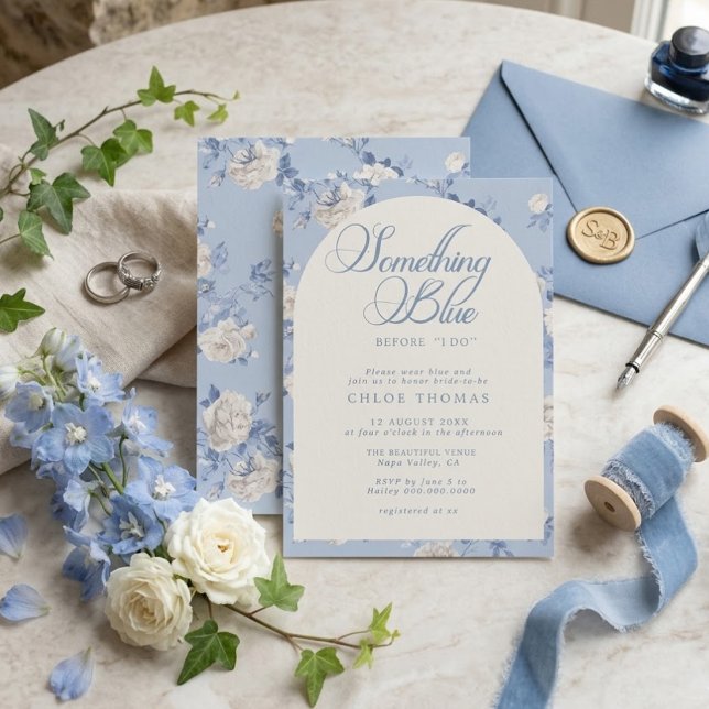 Something Blue Wildflower Bouquet Bridal Shower  Invitation (Creator Uploaded)