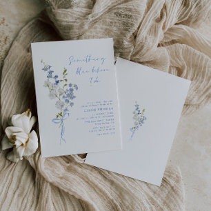 Something Blue Wildflower Bouquet Bridal Shower Invitation