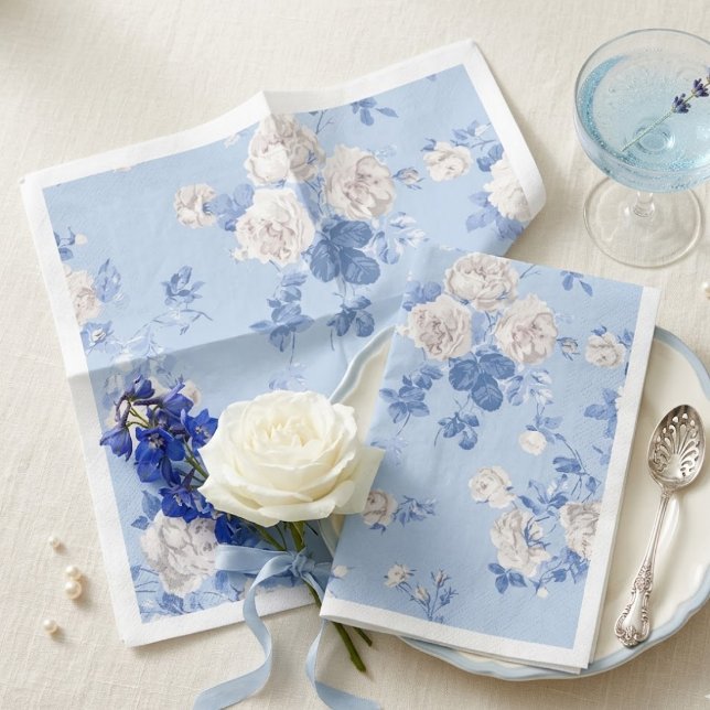 Something Blue Wildflower Bouquet Bridal Shower  Napkin (Creator Uploaded)