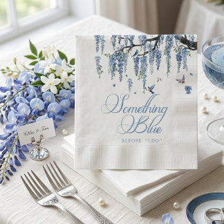Something Blue Wildflower Bouquet Bridal Shower  Napkin