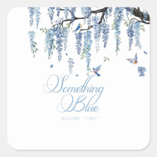 Something Blue Wildflower Bouquet Bridal Shower Square Sticker
