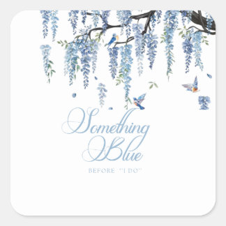 Something Blue Wildflower Bouquet Bridal Shower  Square Sticker