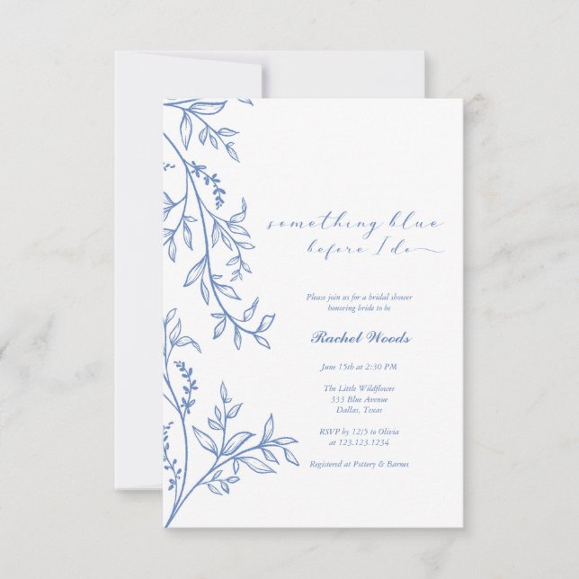 Something Blue Wildflower Bridal Shower Invitation (Front)