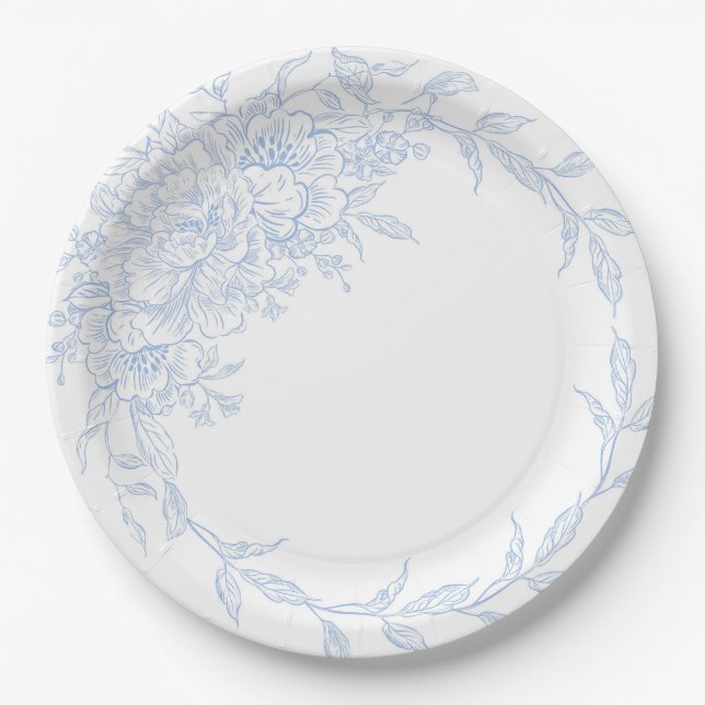 Something Blue Wildflower Bridal Shower Invitation Paper Plate (Front)