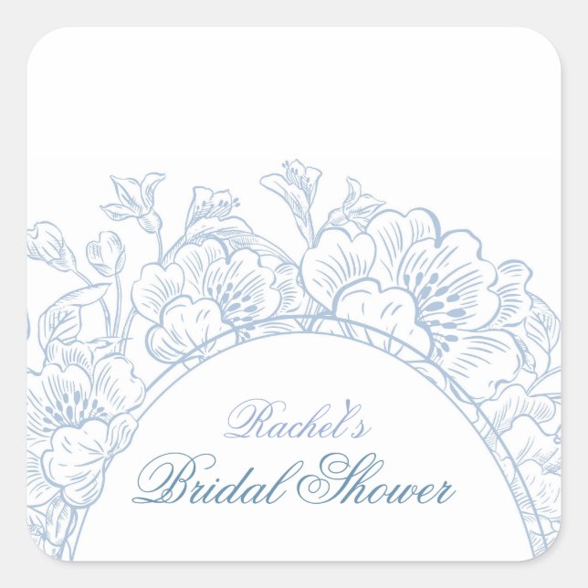Something Blue Wildflower Bridal Shower Invitation Square Sticker (Front)