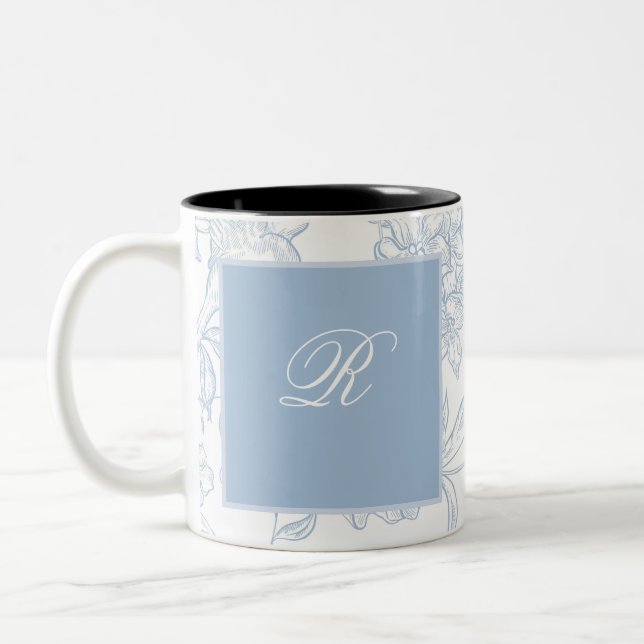 Something Blue Wildflower Bridal Shower Invitation Two-Tone Coffee Mug (Left)
