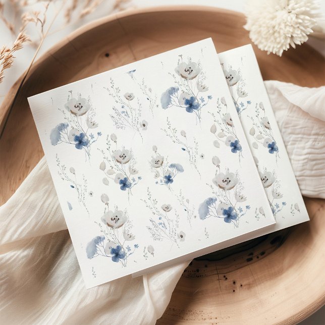 Something Blue Wildflower Bridal Shower Napkin (Creator Uploaded)
