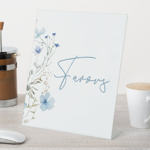 Something Blue Wildflower Bridal Shower Pedestal Sign