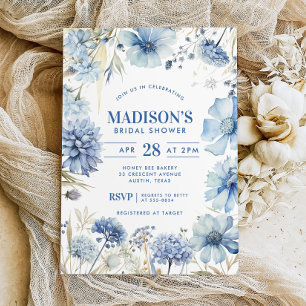 Something Blue Wildflower Floral Bridal Shower Invitation