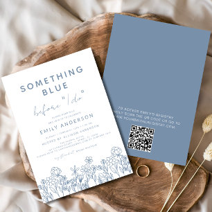 Something Blue Wildflower QR Code Bridal Shower Invitation