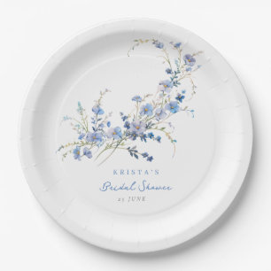 Something Blue Wildflowers Bridal Shower Paper Plate