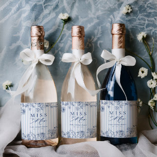 Something Blue Wine Bottle Label Bridal Shower Set