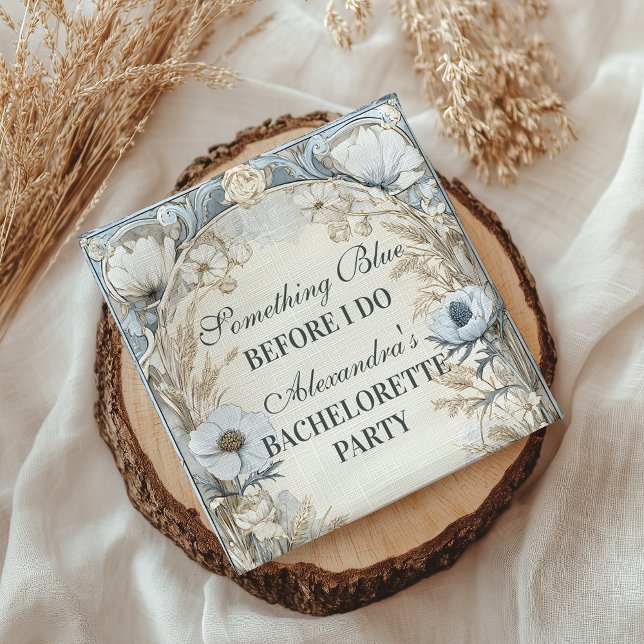 Something Blue Winter Floral Bachelorette Napkin (Creator Uploaded)