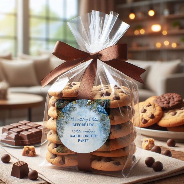 Something Blue Winter Floral Bachelorette Party Classic Round Sticker (Creator Uploaded)