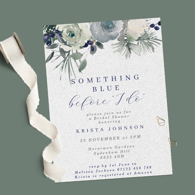 Something Blue Winter Flowers Bridal Shower Invitation (Creator Uploaded)