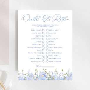 Something Blue Would She Rather Bridal Shower Game