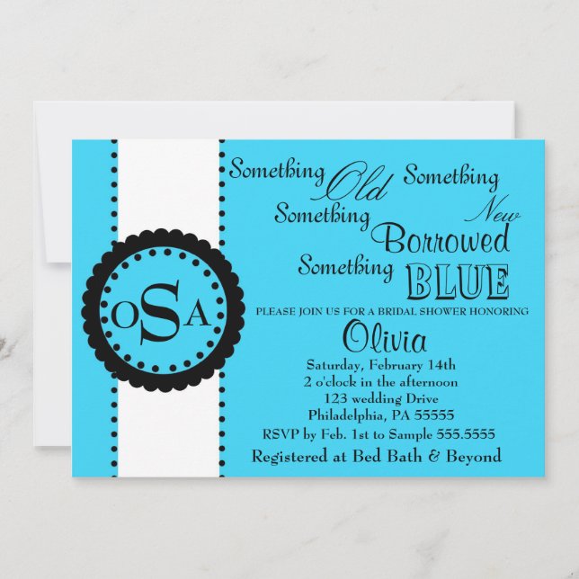Something Bridal Shower Invitation ( bright blue ) (Front)