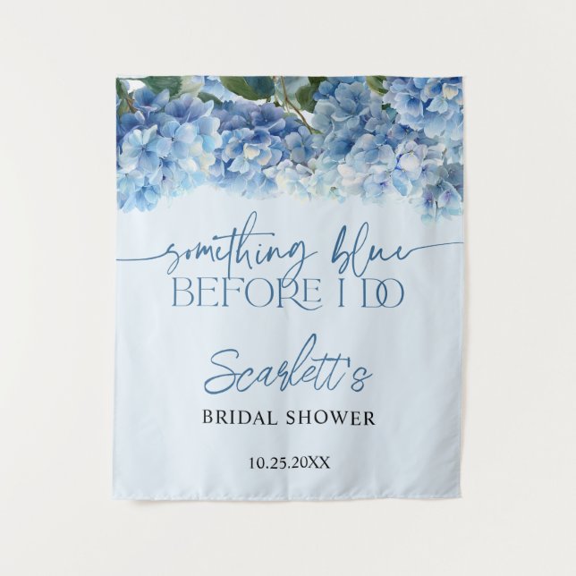 Something Elegant Blue Hydrangea Bridal Shower  Tapestry (Front)
