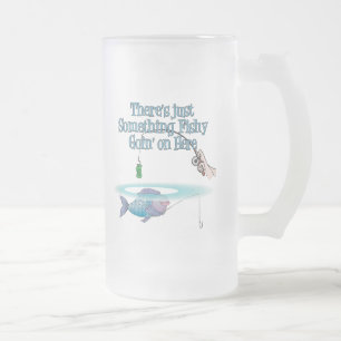 Something Fishy Going On Funny Fishing Gear Frosted Glass Beer Mug