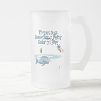 Something Fishy Going On Funny Fishing Gear Frosted Glass Beer Mug