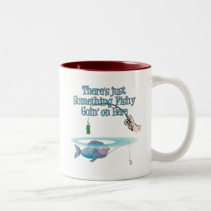 Something Fishy Going On Funny Fishing Gear Two-Tone Coffee Mug