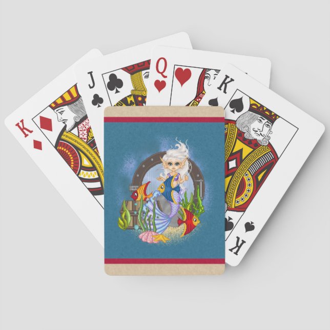 Something Fishy Mermaid Pixel Art Playing Cards (Back)