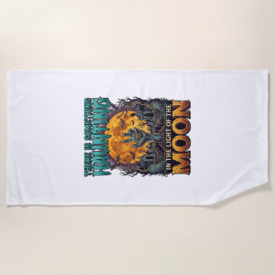 Something Haunting Moon Halloween Zombie Hand Grav Beach Towel