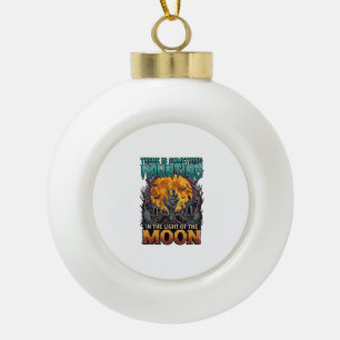 Something Haunting Moon Halloween Zombie Hand Grav Ceramic Ball Christmas Ornament