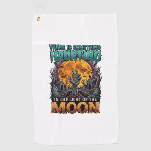 Something Haunting Moon Halloween Zombie Hand Grav Golf Towel