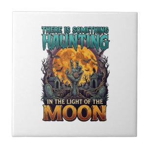 Something Haunting Moon Halloween Zombie Hand Grav Tile