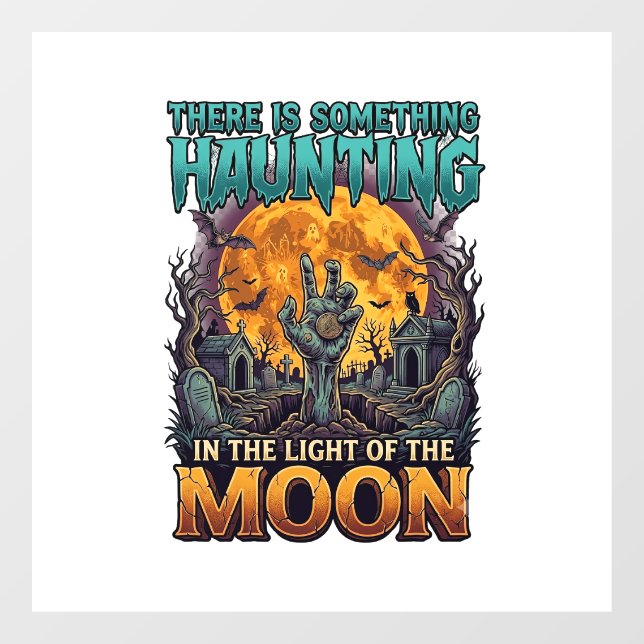 Something Haunting Moon Halloween Zombie Hand Grav Window Cling (Sheet)