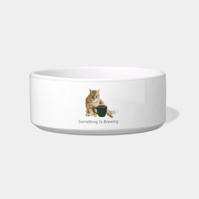 Something Is Brewing White Ceramic Pet Bowl (Front)