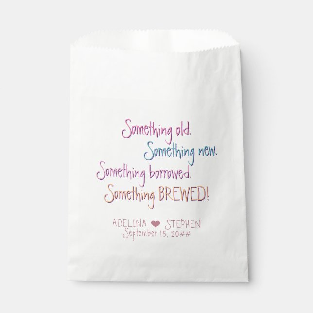 Something Old New Borrowed Brewed Wedding Favour Bags (Front)