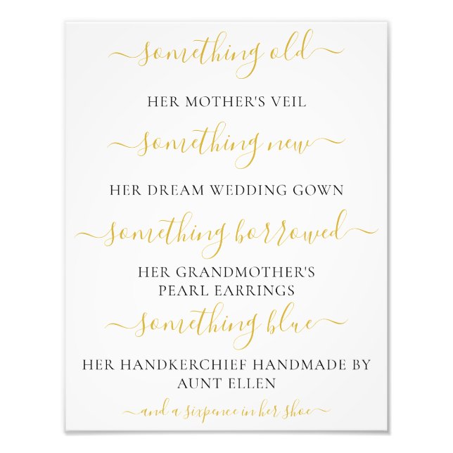 Something Old Something New Sign for Bridal Shower (Front)