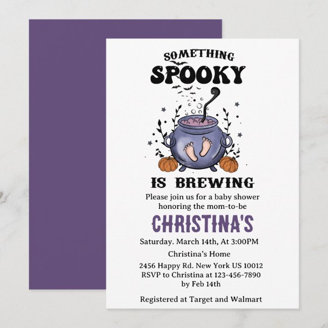Something Spooky Is Brewing Babyshower  Invitation (Front/Back)