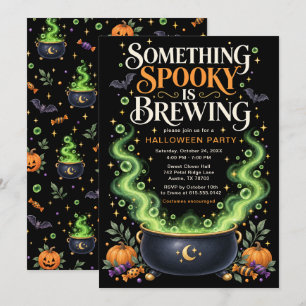 Something Spooky Is Brewing Halloween Party Invitation